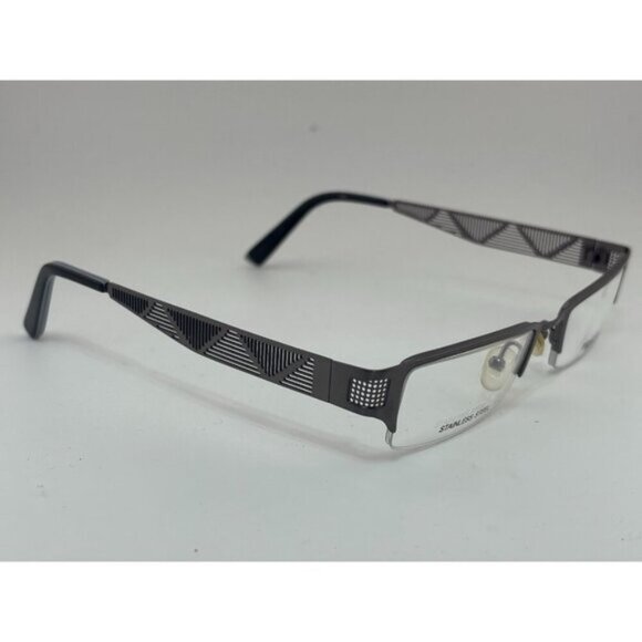 HARDCORE - 1652 GREY 140 MM STAINLESS STEEL Rectangle Glasses Frames - Picture 3 of 7
